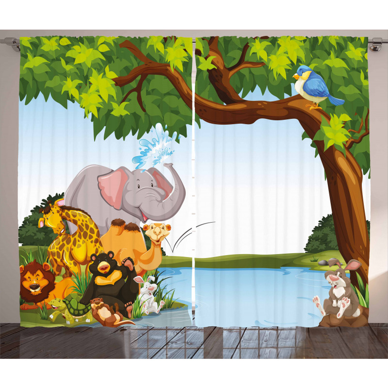 Cartoon Animals Funny Curtain