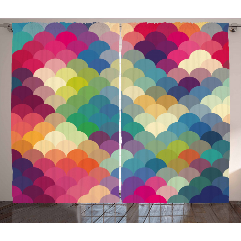 Colorful Retro Scales Curtain