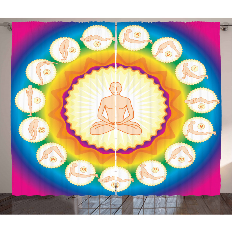 Yogi Lotus Posture Poses Curtain
