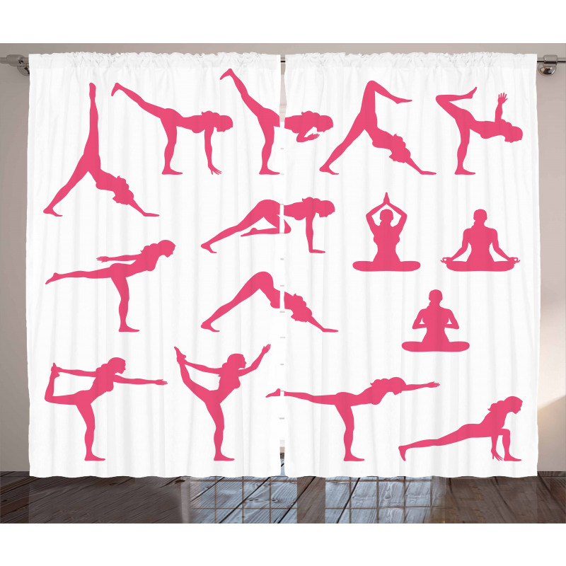 Pink Silhouettes Flexing Curtain
