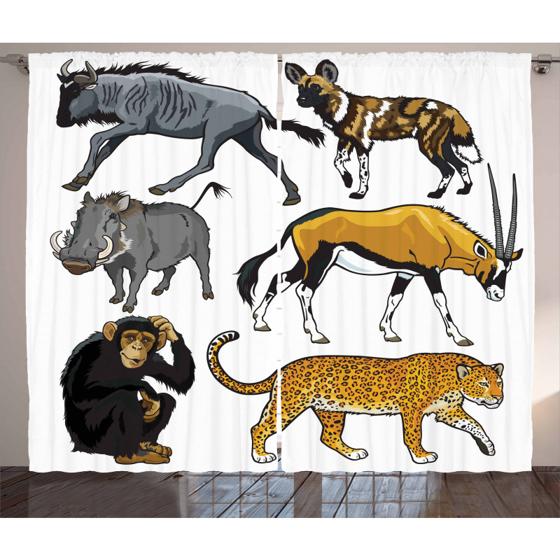 Cartoon Wild Animals Africa Curtain