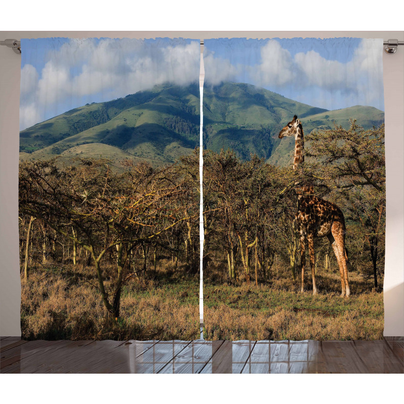 Giraffe Trees Africa Safari Curtain