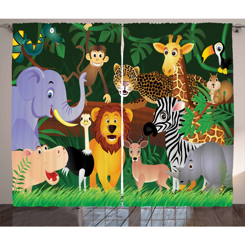 Exotic Jungle Cheerful Fun Curtain