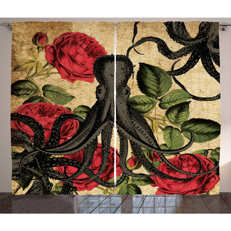 Roses Marine Animal Curtain