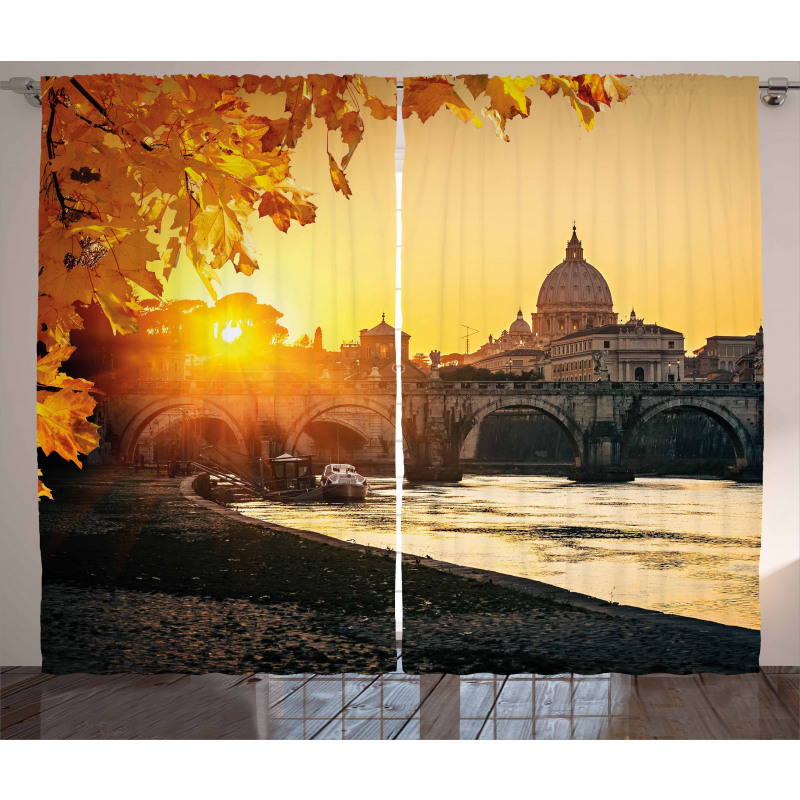 Sunset Tiber River Rome Curtain