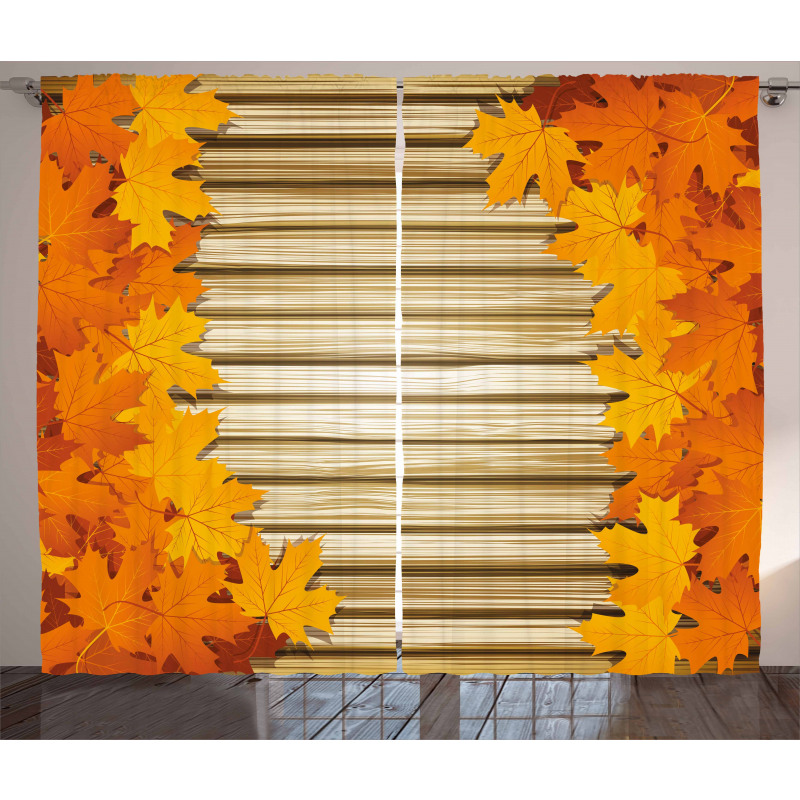 Fallen Leaves Rustic Style Curtain
