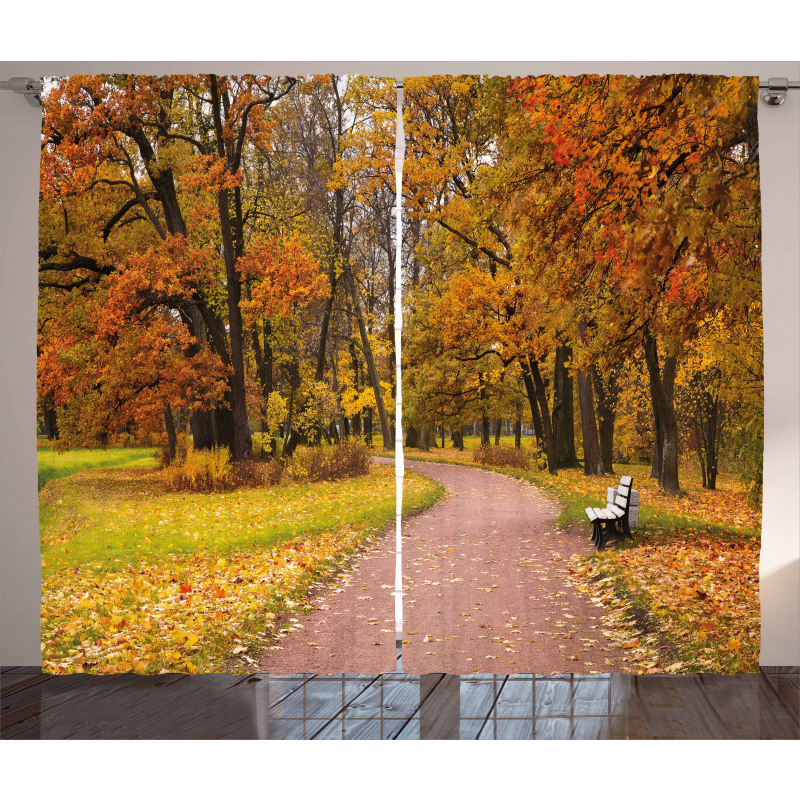 Idyllic Rural Park Woods Curtain