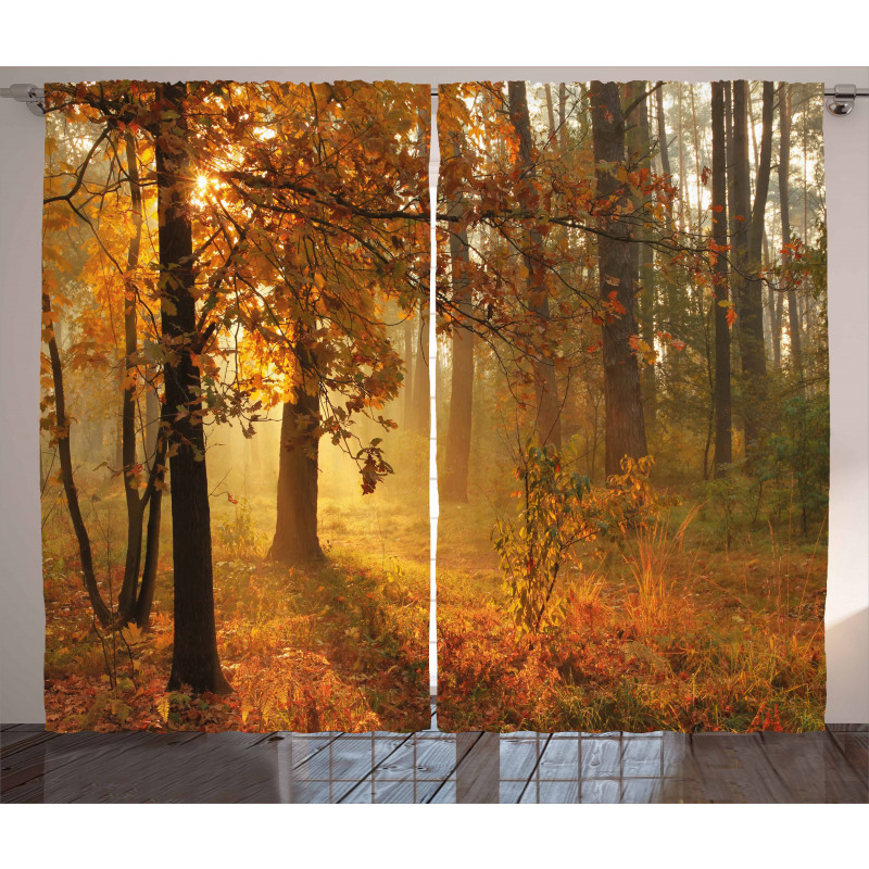 Misty Autumnal Forest Curtain