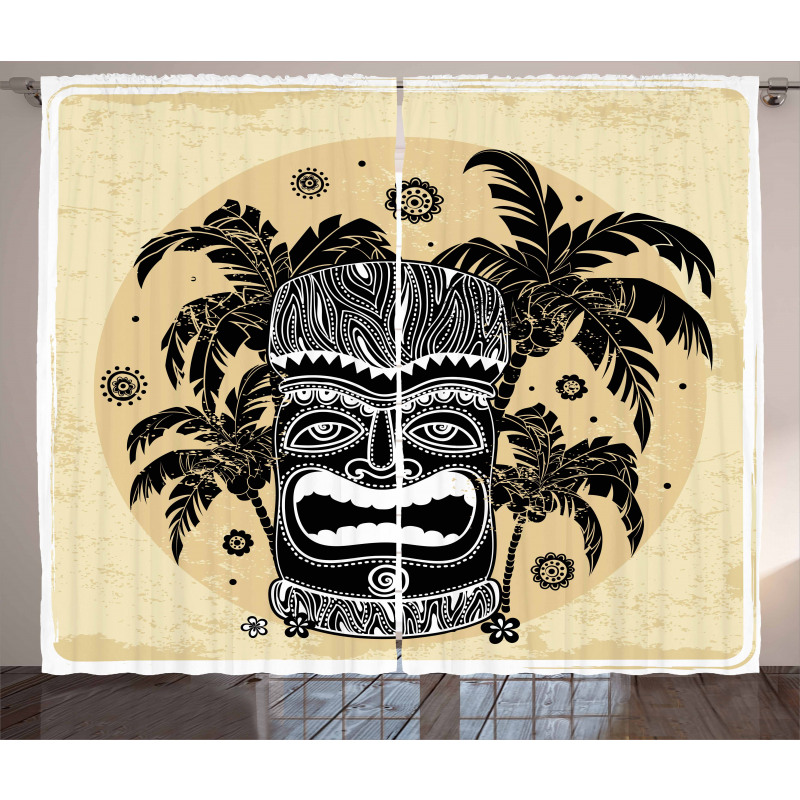 Mask Palm Ornate Curtain