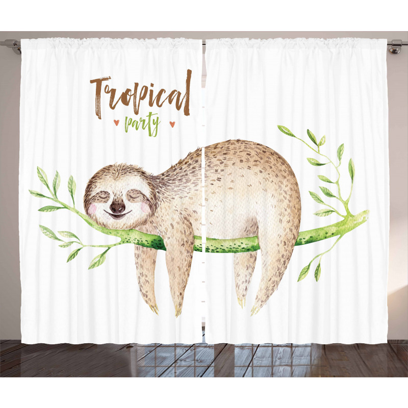 Young Animal on Palm Tree Curtain
