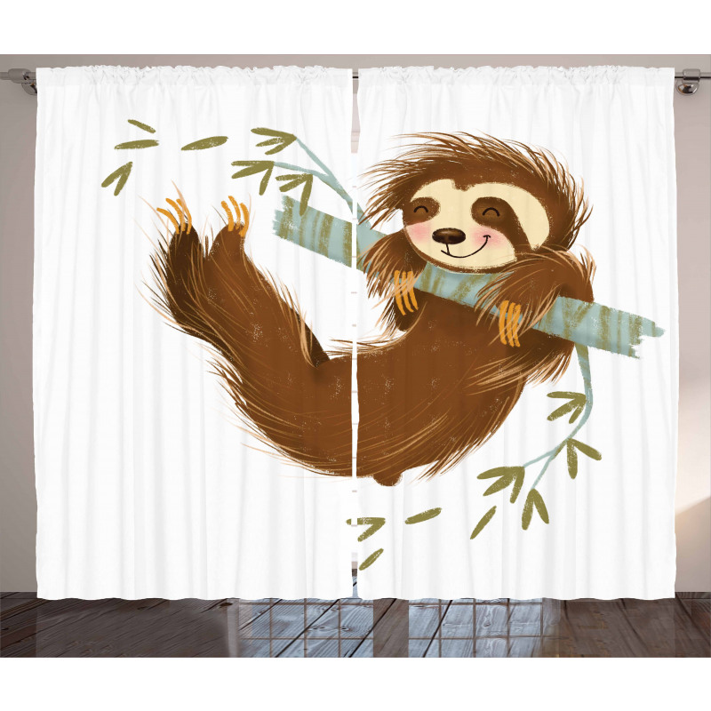 Cheerful Animal on Tree Curtain