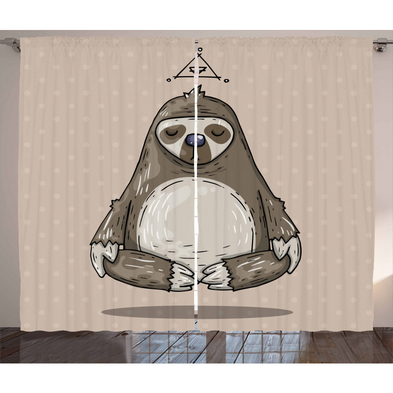 Cartoon Sloth Meditates Curtain