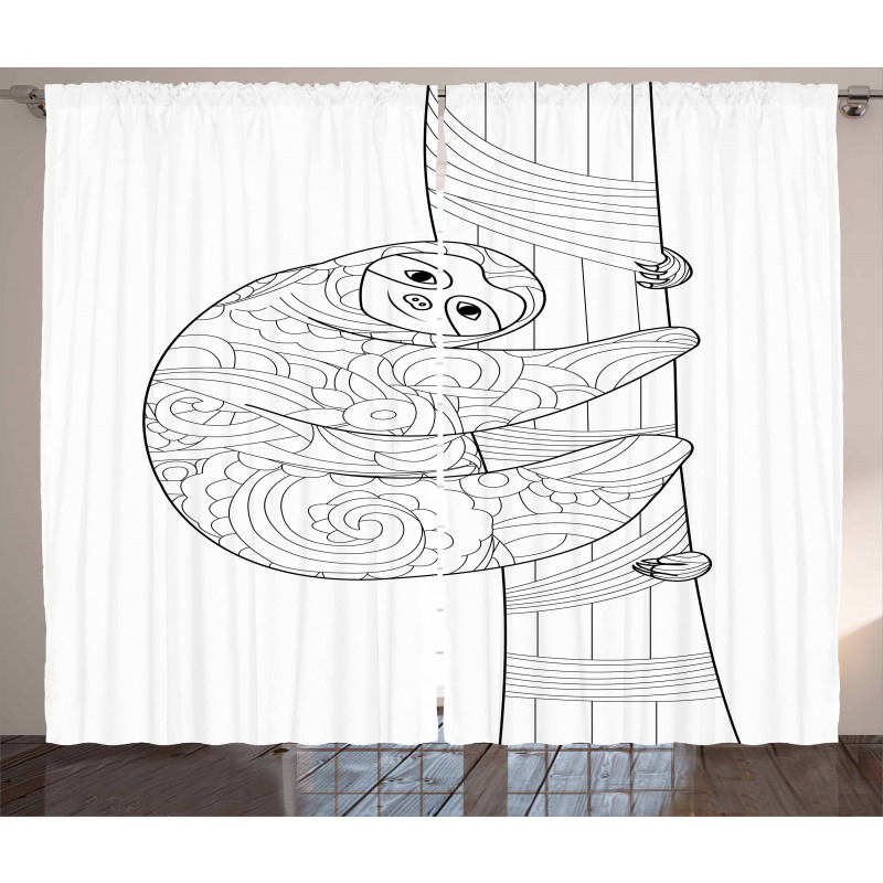 Sloth Outline Ornaments Curtain