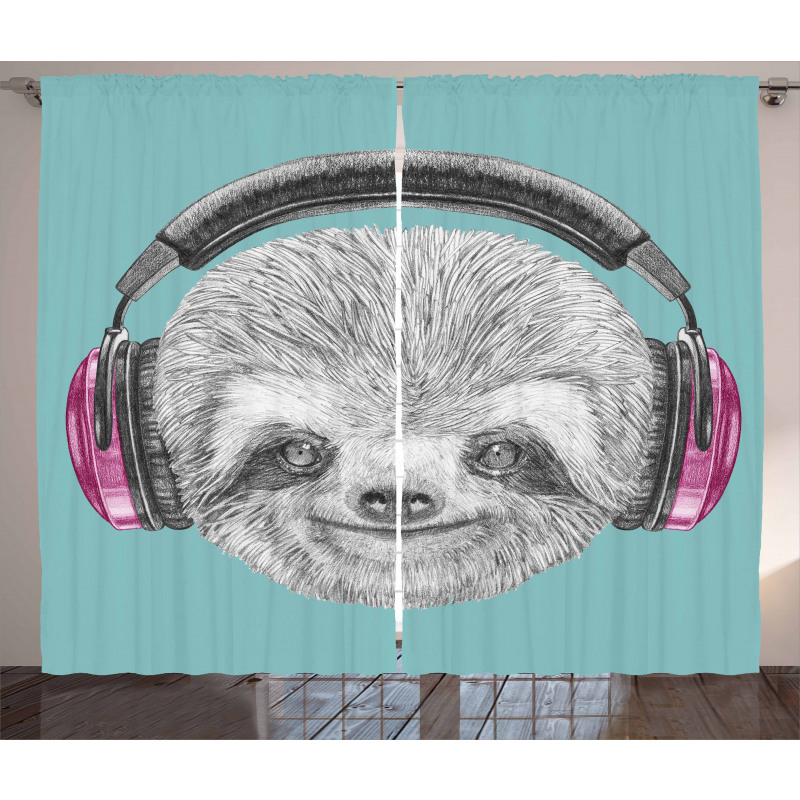 DJ Sloth Headphones Curtain