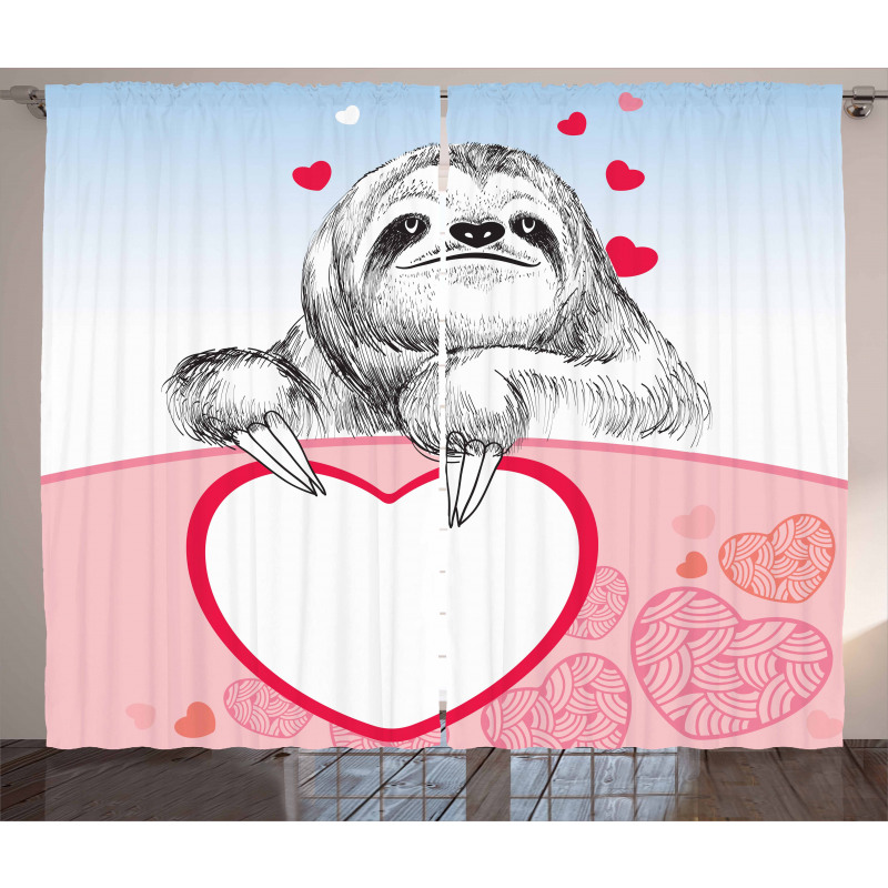 Romantic Sloth in Love Curtain