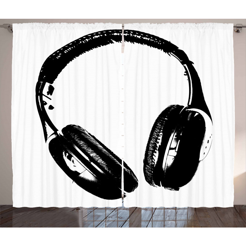 Grunge Headphones Fun Curtain