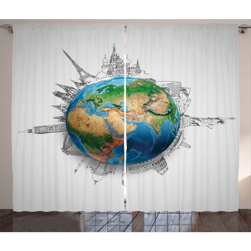 Realistic Globe Planet Curtain