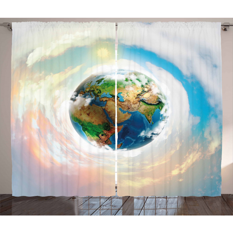 Vibrant Planet Continents Curtain