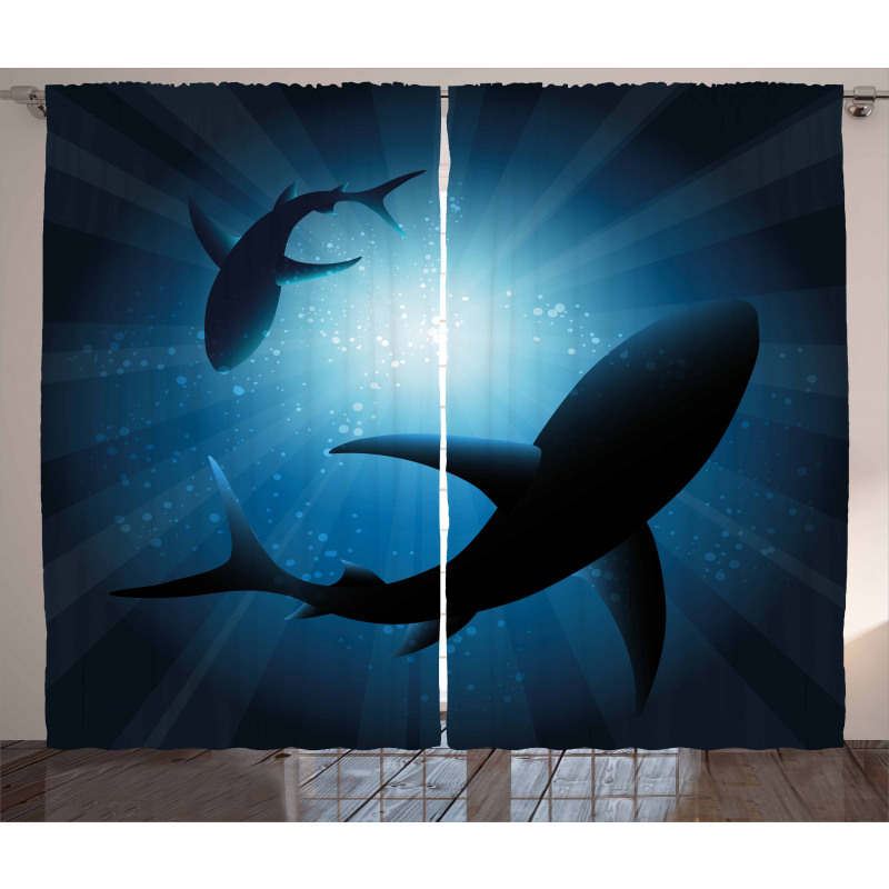 Fish Silhouettes Swimming Curtain