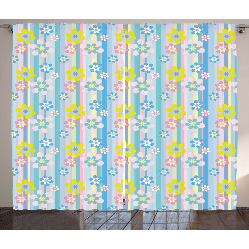 Abstract Spring Daisies Curtain