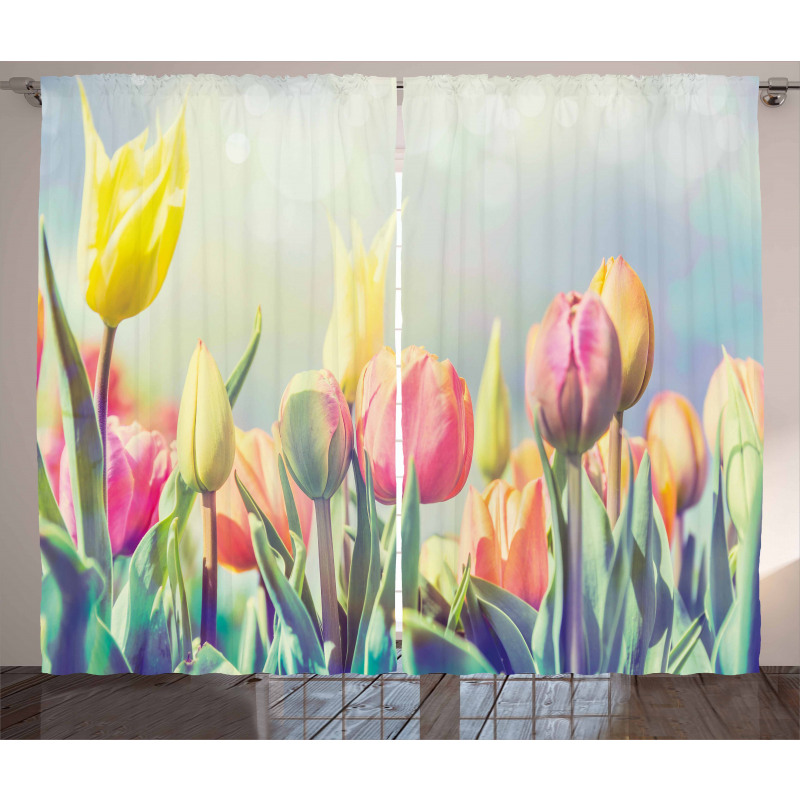 Tulips Flower Bed Park Curtain