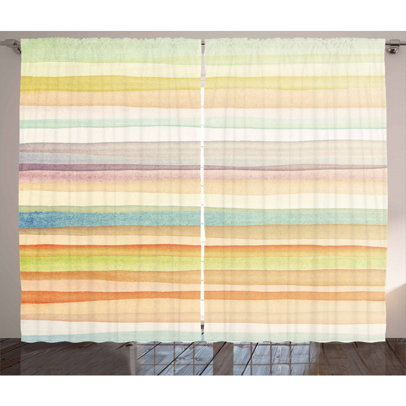 Stripes Watercolor Art Curtain