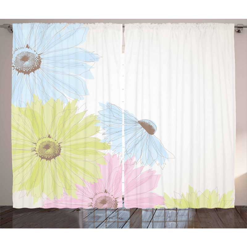 Colorful Gerbera Daisies Curtain