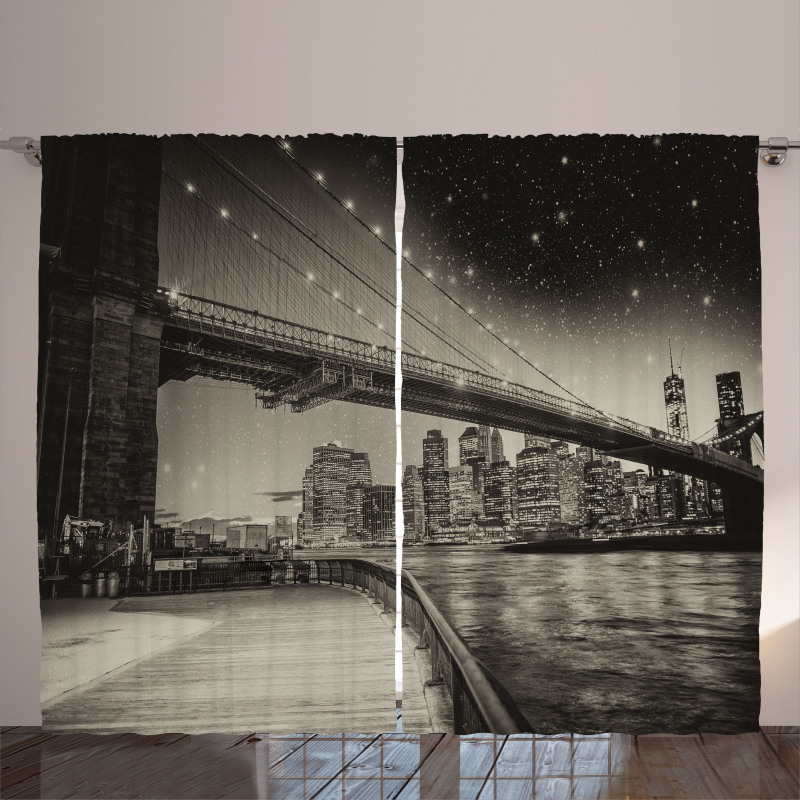 Brooklyn Bridge Night Curtain