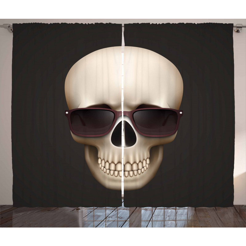 Funny Glass Skeleton Head Curtain