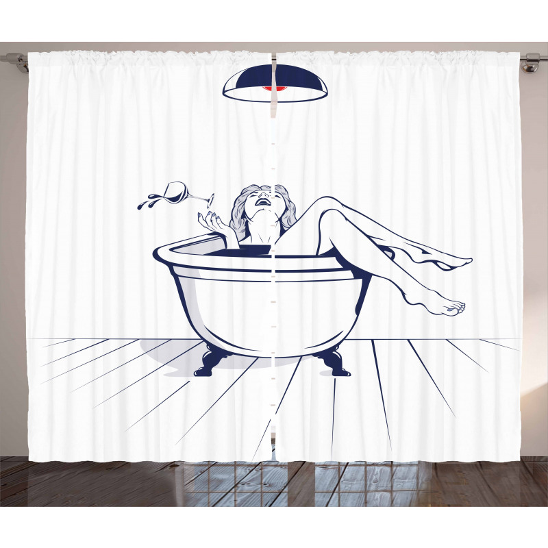 Young Woman in Bathtub Art Curtain