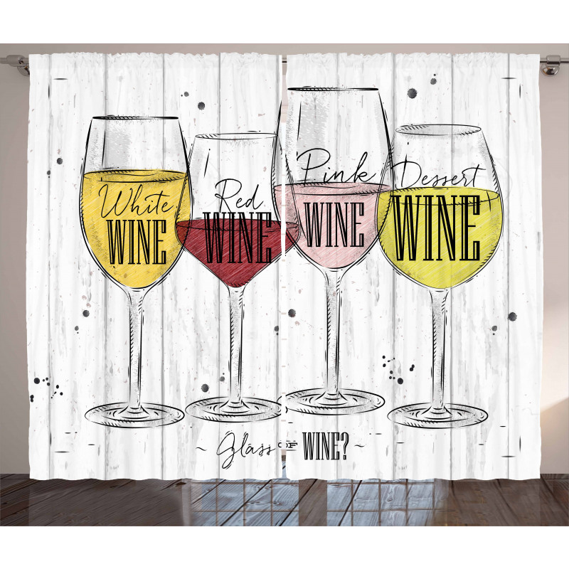 4 Types of Wine Rustic Curtain