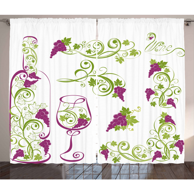 Bottle Glass Grapevines Curtain