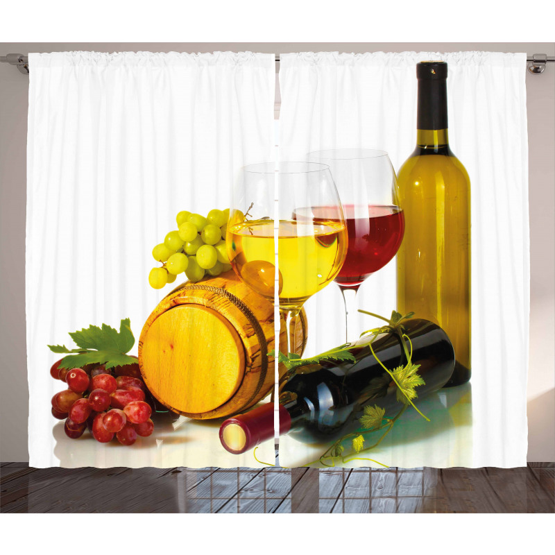 Red White Wine Mini Themed Curtain