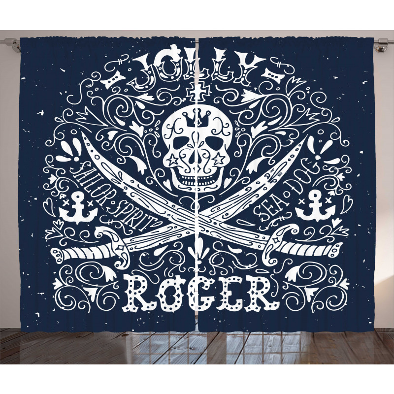 Pirates Jolly Roger Flag Curtain