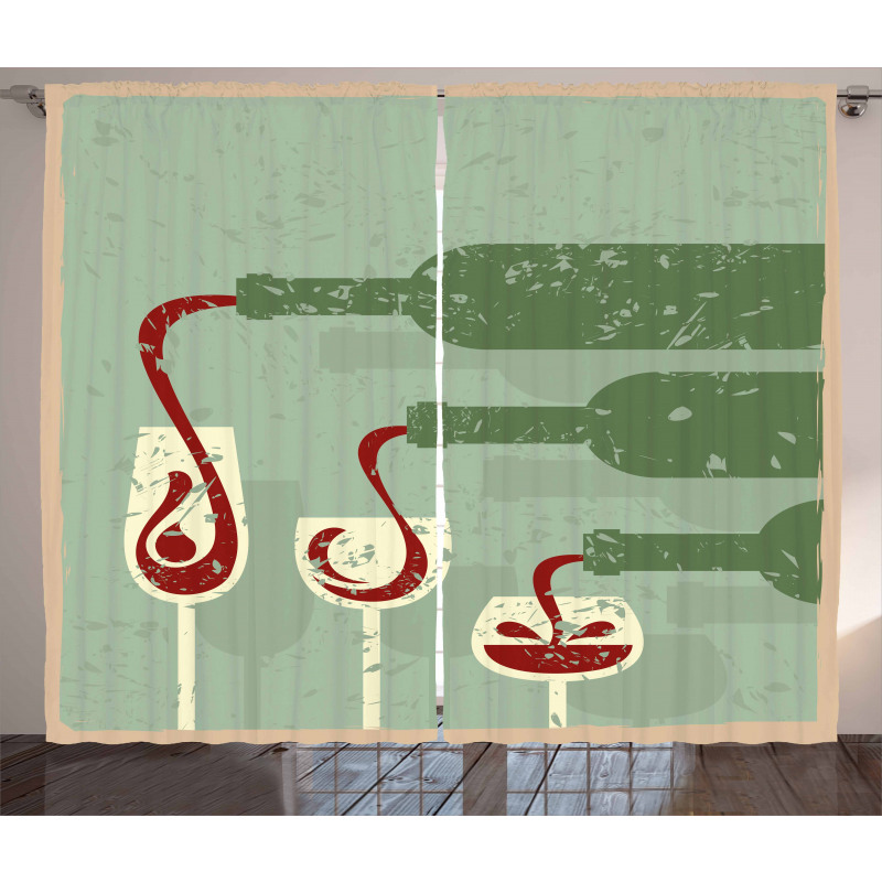 Grunge Retro Wine Pouring Curtain