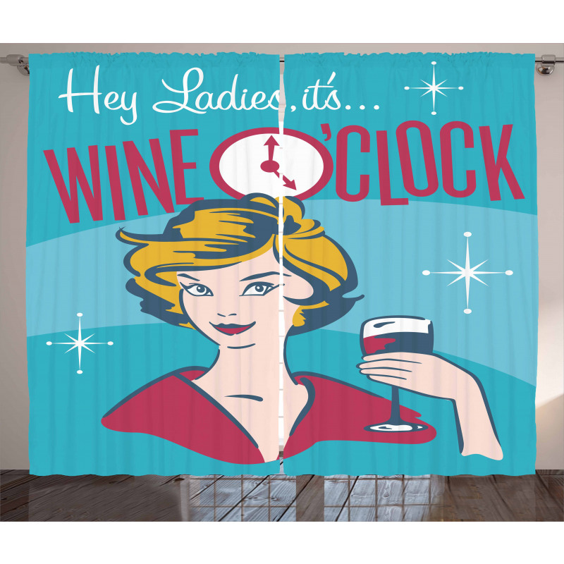 Ladies It's Wine O'clock Curtain