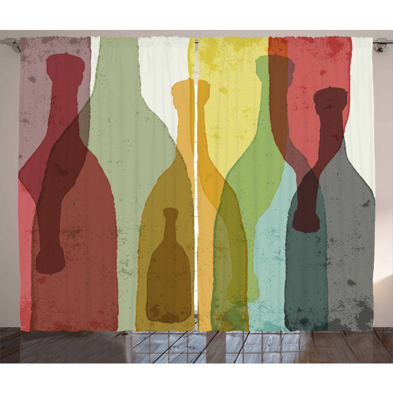 Abstract Colorful Bottles Curtain