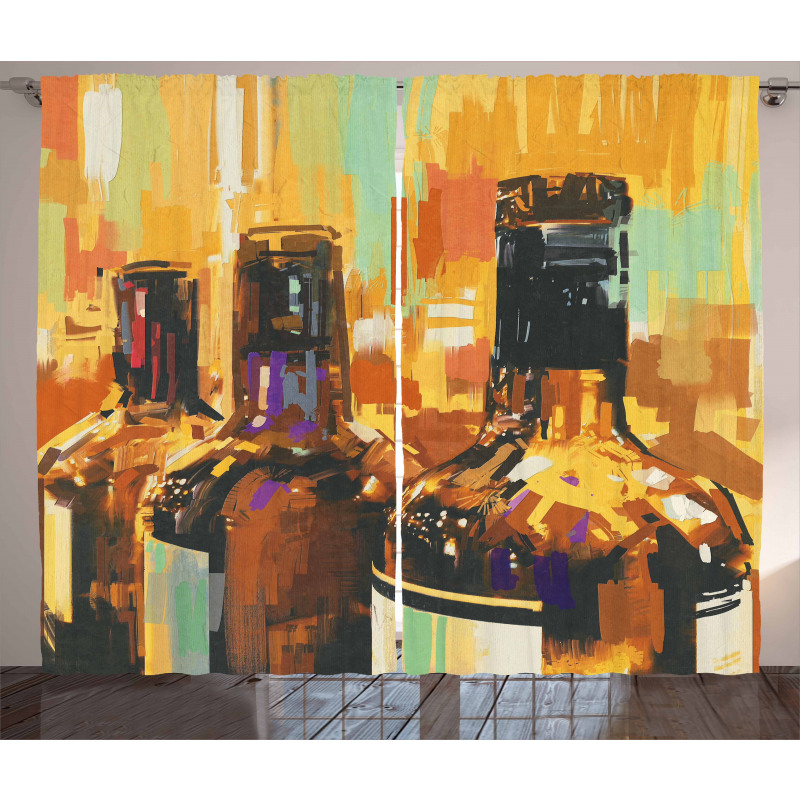 Bottles Brushstrokes Art Curtain