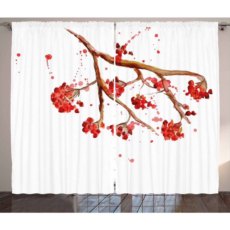 Tree Watercolor Splashes Curtain