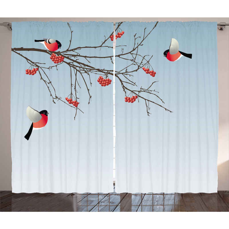 Bullfinch Birds Branches Curtain