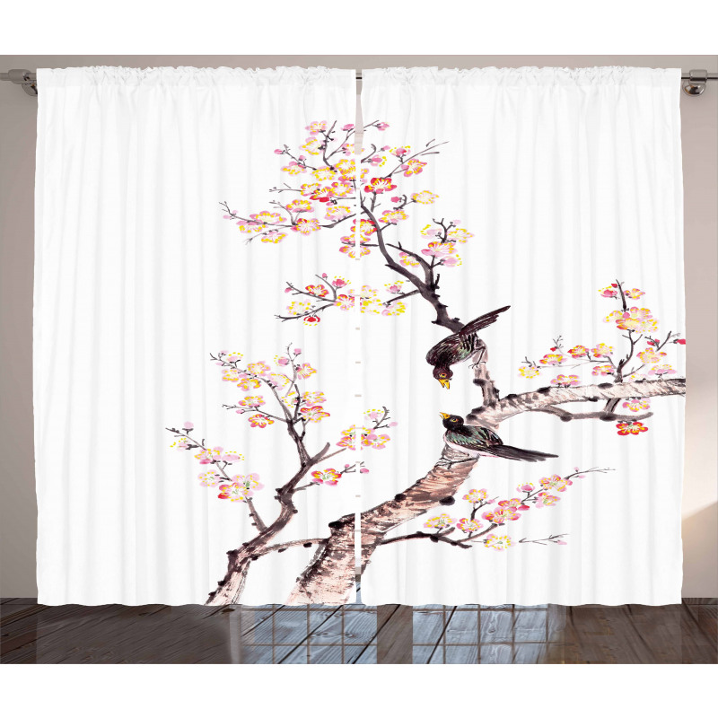 Chinese Paint of Flowers Curtain