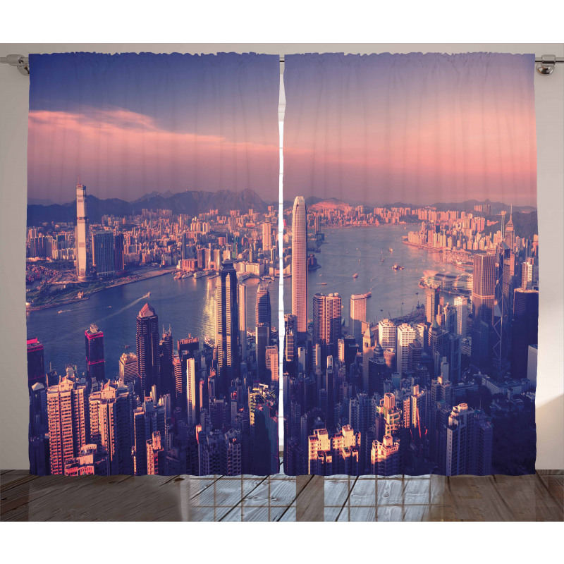 Dreamy Hong Kong Scenery Curtain