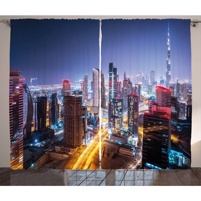 Night Dubai Tourist Travel Curtain