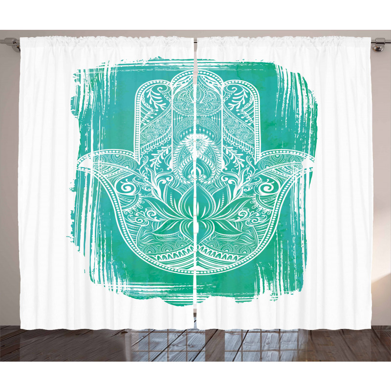 Grungy Floral Ethnic Motif Curtain