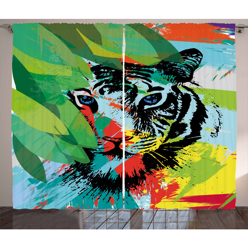 Abstract Bengal Tiger Curtain