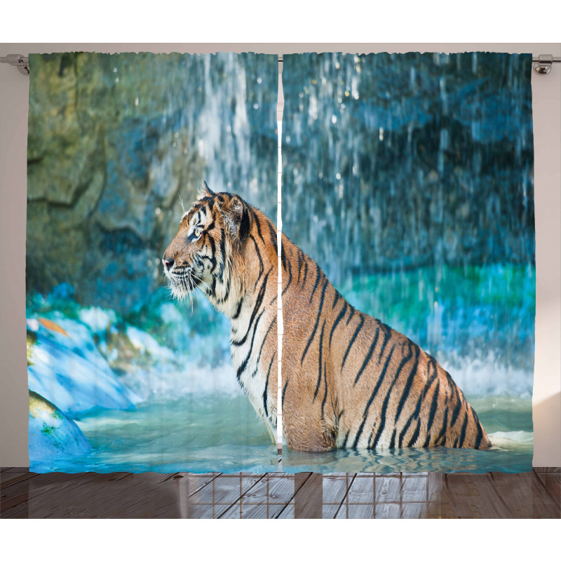 Feline Animal in Pond Curtain