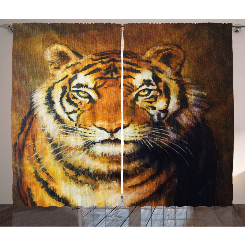 Oil Painting Style Animal Curtain