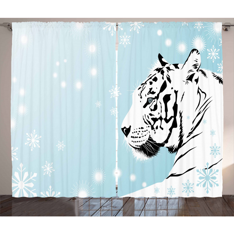 White Beast on Snowy Land Curtain