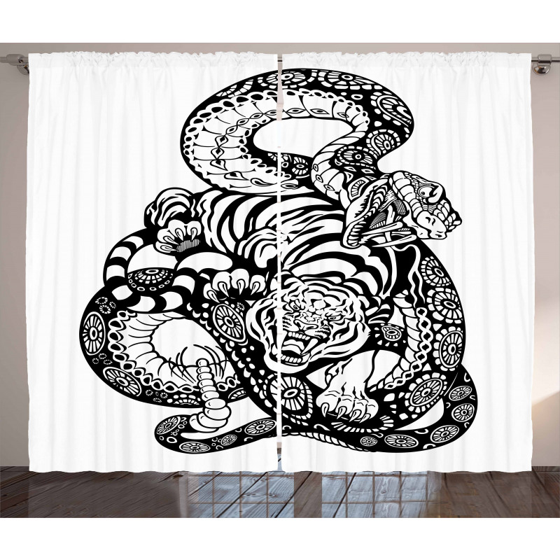 Snake and Tiger Pattern Curtain