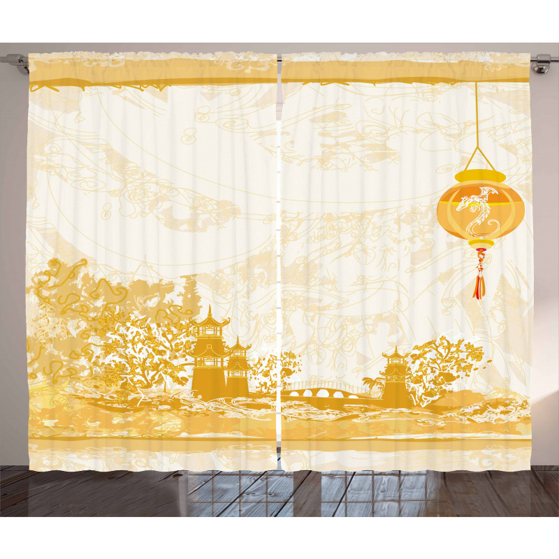 Japanese Buildings Curtain